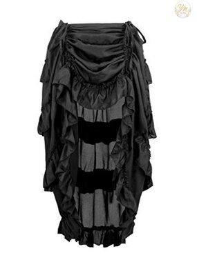 Steampunk High Low Ruffle Skirt Ankle Length Adjustable Waistband